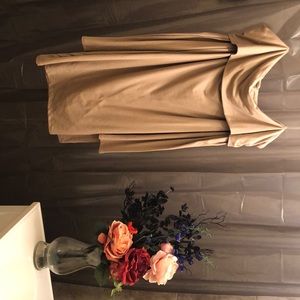 Beige mini dress off the shoulders